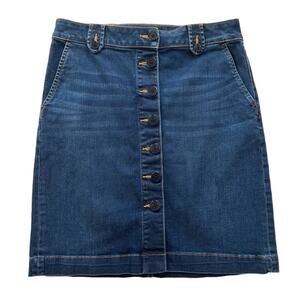 Talbots Jean Skirt Button Front Pencil Denim Jean Skirt Size 6 NWOT